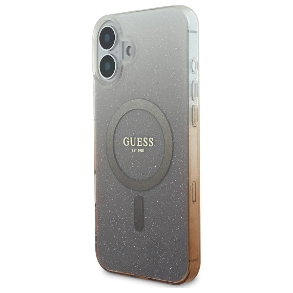 Guess IML Glitter Gradient MagSafe Case til iPhone 16 Plus - Brunt
