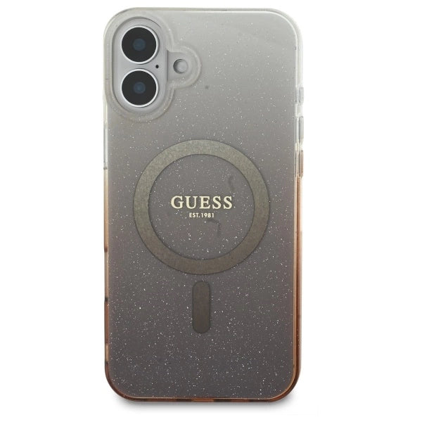 Guess IML Glitter Gradient MagSafe Case til iPhone 16 Plus - Brunt