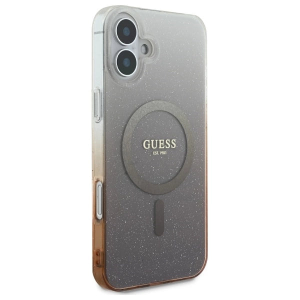 Guess IML Glitter Gradient MagSafe Case til iPhone 16 Plus - Brunt