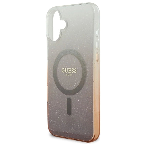 Guess IML Glitter Gradient MagSafe Case til iPhone 16 Plus - Brunt