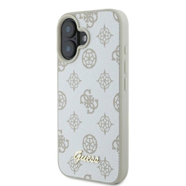 Guess Peony Script Logo MagSafe iPhone 16 Case - Hvid