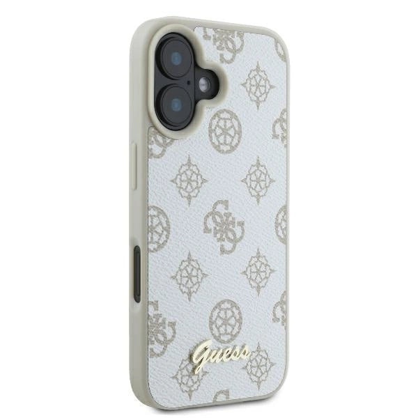 Guess Peony Script Logo MagSafe iPhone 16 Case - Hvid