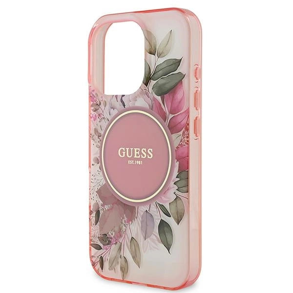 Guess IML Flower & Tonal Circle MagSafe iPhone 16 Pro Max Case - Pink