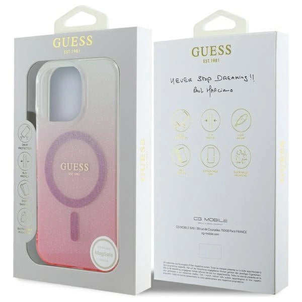 Guess IML Glitter Gradient MagSafe Case til iPhone 16 Pro Max - Pink