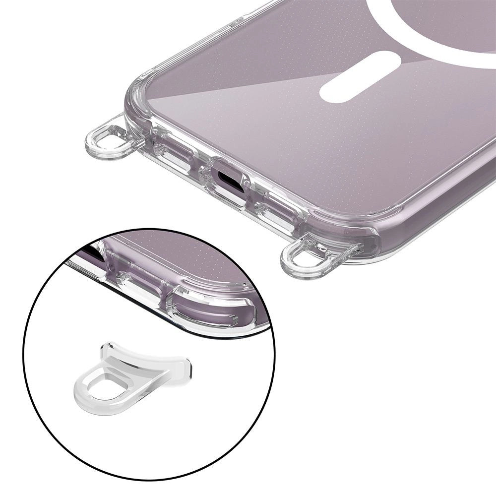 Tech-Protect FlexAir Chain MagSafe iPhone 16 Case - Clear + 2 Lanyards (Sort & Taupe)