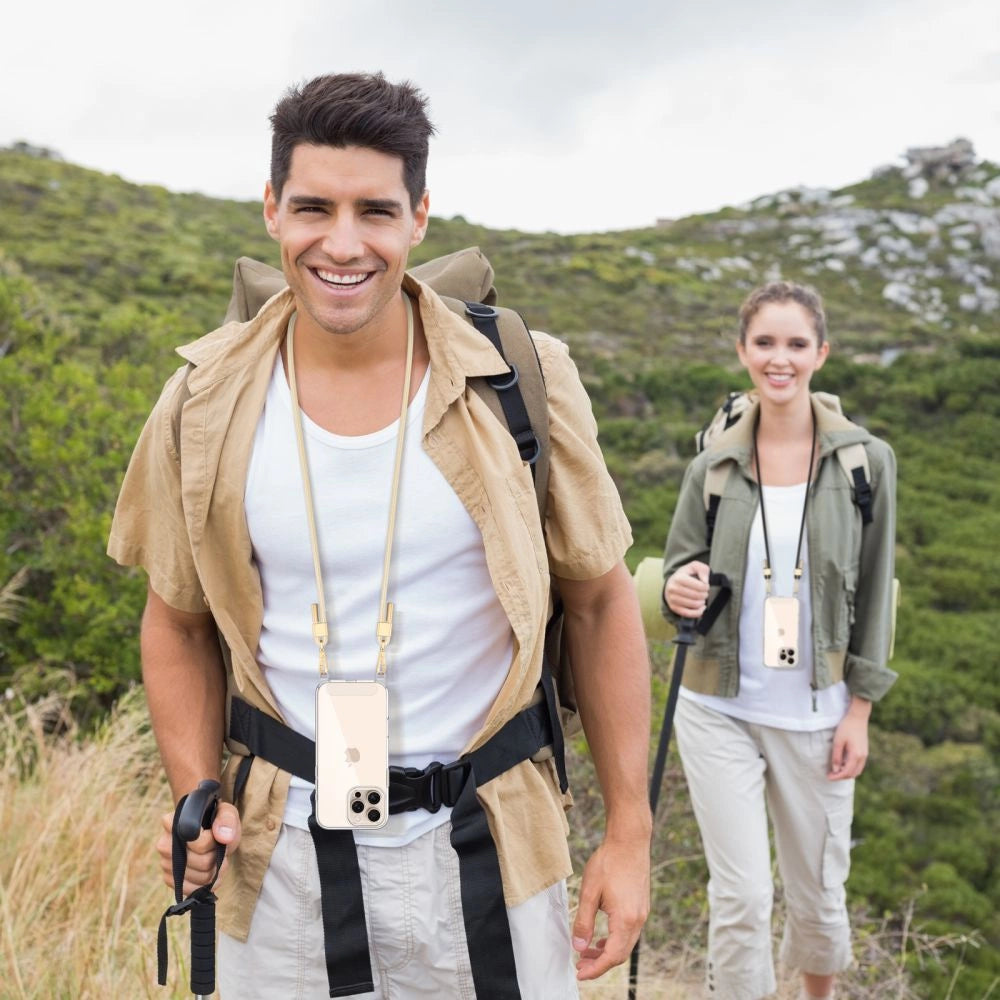 Tech-Protect FlexAir Chain MagSafe iPhone 16 Case - Clear + 2 Lanyards (Sort & Taupe)