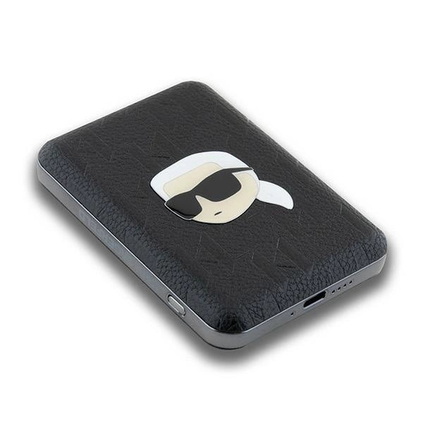 Karl Lagerfeld Powerbank induktiv KLPB5FPGKSKIHK 16W 5000mAh sort/sort Karl Head Pin MagSafe