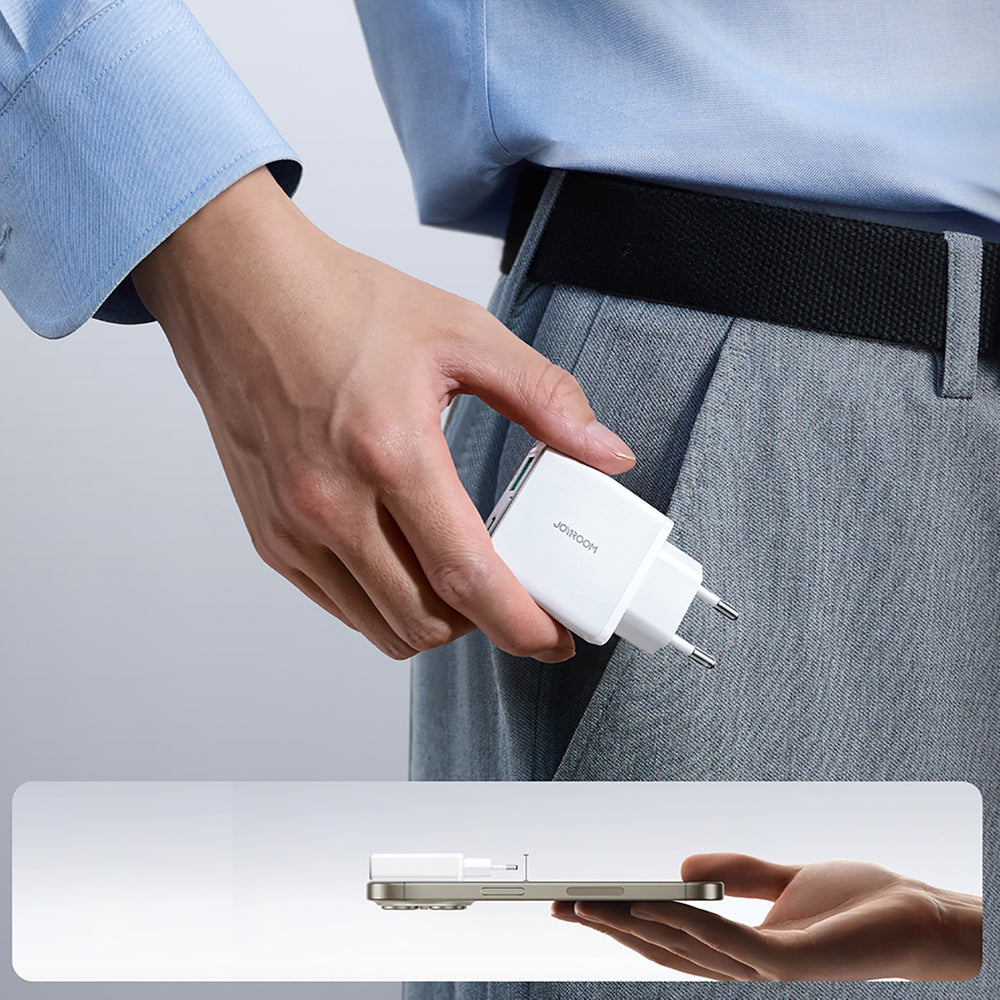 Joyroom JR-TCF14 20W USB-A USB-C Super Slim Wall Charger - Hvid