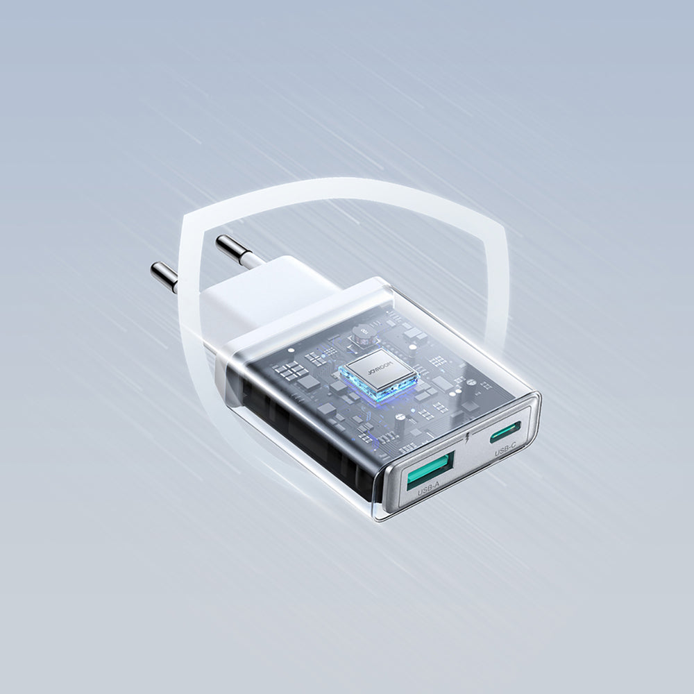 Joyroom JR-TCF14 20W USB-A USB-C Super Slim Wall Charger - Hvid