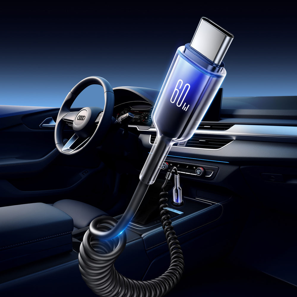 Joyroom S-A43 Crystal-Clear Series 60W USB-C - USB-C spiralkabel 1,5 m - sort