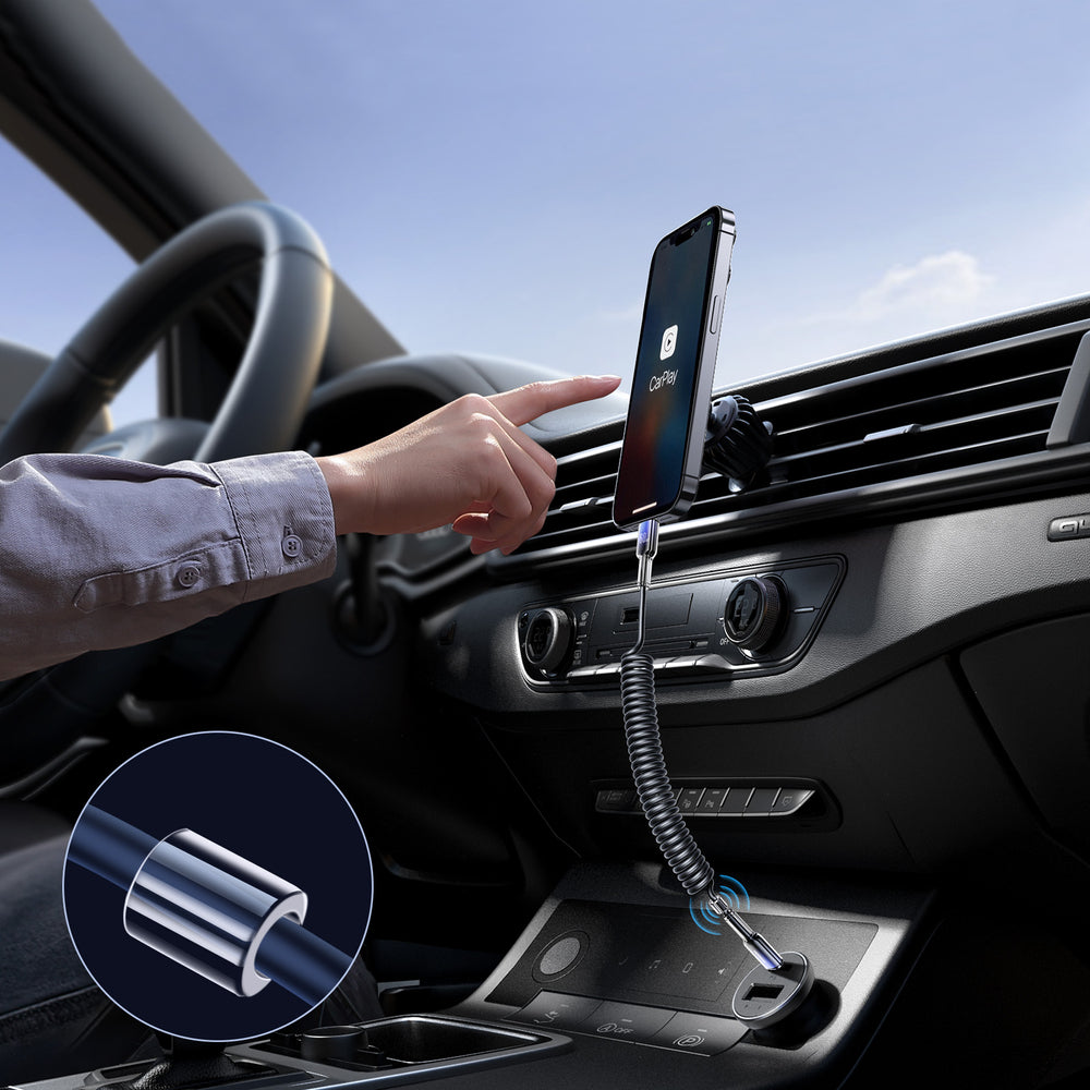 Joyroom S-A43 Crystal-Clear Series 60W USB-C - USB-C spiralkabel 1,5 m - sort