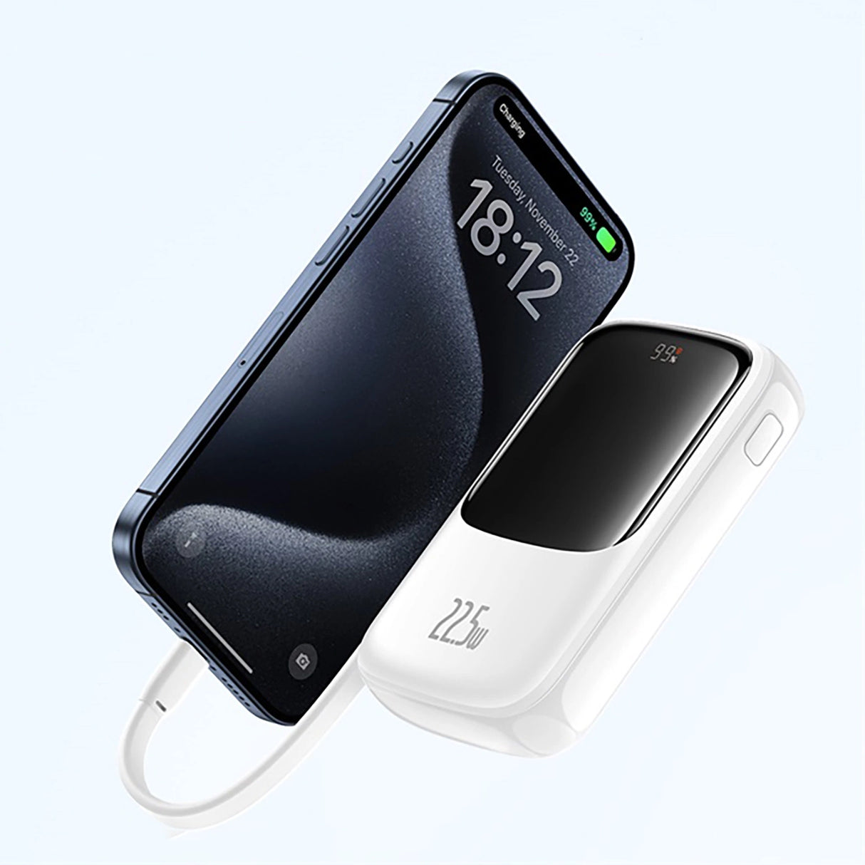 Baseus Qpow Pro+ Power Bank 22.5W 10000mAh USB-C - Hvid