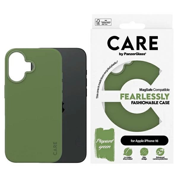 CARE af PanzerGlass Fashion Case iPhone 16 6,1" grøn/grøn MagSafe 1385