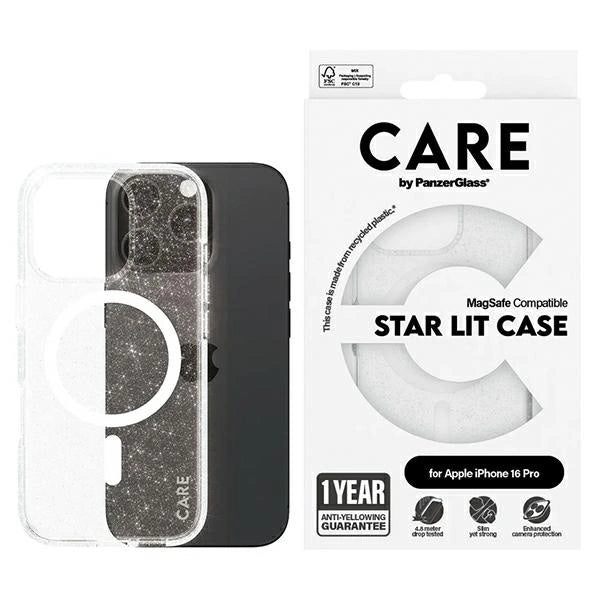 CARE af PanzerGlass Flagship Star Lit Case iPhone 16 Pro 6.3" hvid/hvid MagSafe 1342