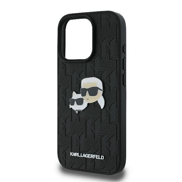 Karl Lagerfeld Monogram Karl & Choupette Head Pin iPhone 16 Pro Case - sort