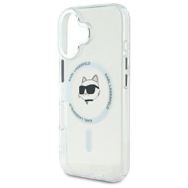 Karl Lagerfeld IML Metal Choupette Head MagSafe case for iPhone 16 Plus - white