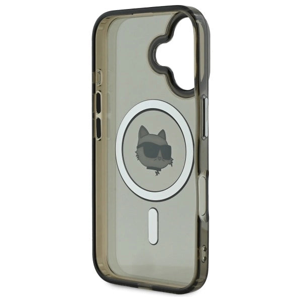 Karl Lagerfeld IML Metal Choupette Head MagSafe iPhone 16 Plus Case - Black