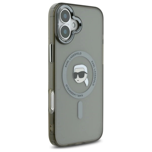 Karl Lagerfeld IML Metal Karl Head MagSafe iPhone 16 Plus Case - Black
