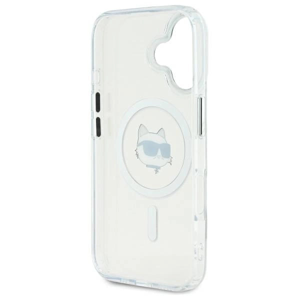 Karl Lagerfeld IML Metal Choupette Head MagSafe iPhone 16 Case - White