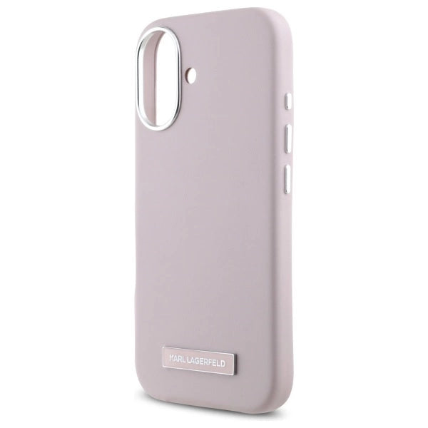 Karl Lagerfeld FW Metal Plate MagSafe iPhone 16 Case - Pink