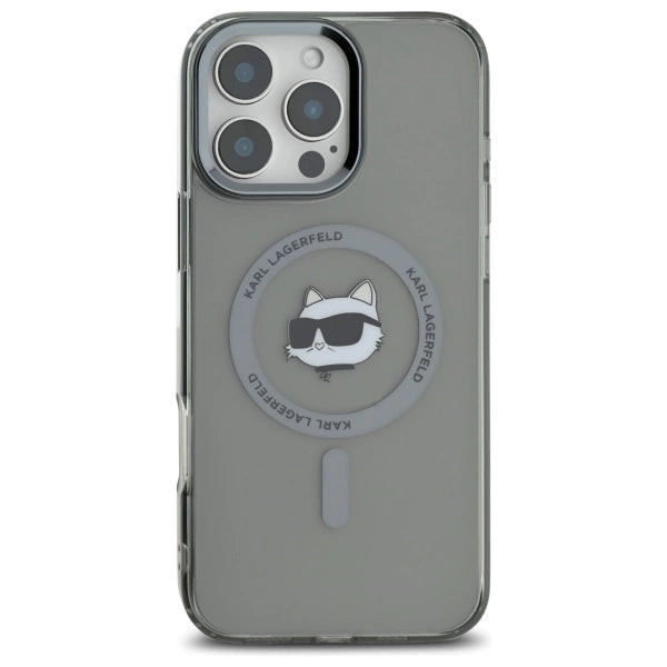 Karl Lagerfeld IML Metal Choupette Head MagSafe Case for iPhone 16 Pro Max - Black