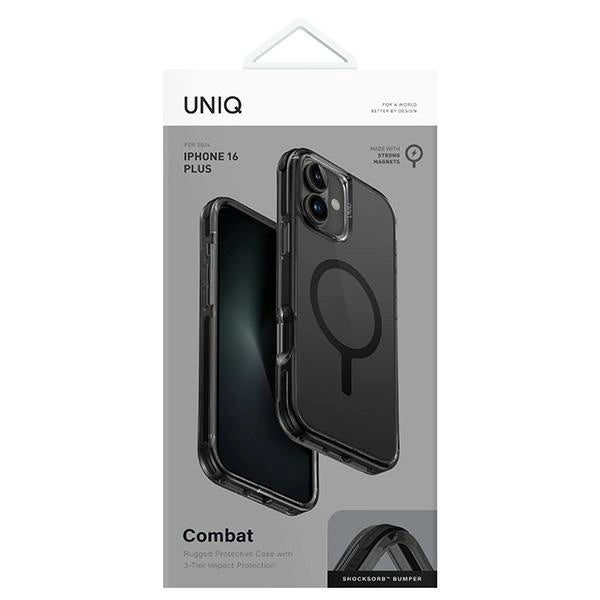 Uniq Combat iPhone 16 Plus 6.7" Magclick Charging case sort/carbon sort