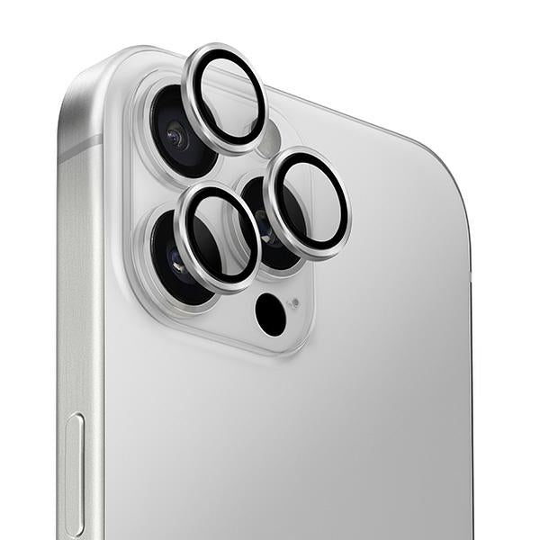 Uniq Optix Aluminium Camera Lens Protector iPhone 16 Pro 6.3" / 16 Pro Max 6.9" sterling sølv kamera linse glas med applikator