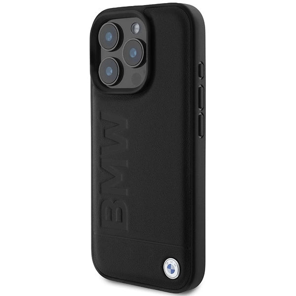 BMW læder Hot Stamp iPhone 16 Pro Case - sort