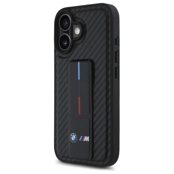 BMW M Grip Stand Smooth og Carbon Case til iPhone 16 - sort