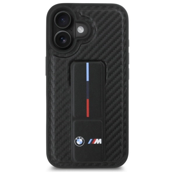 BMW M Grip Stand Smooth og Carbon Case til iPhone 16 - sort