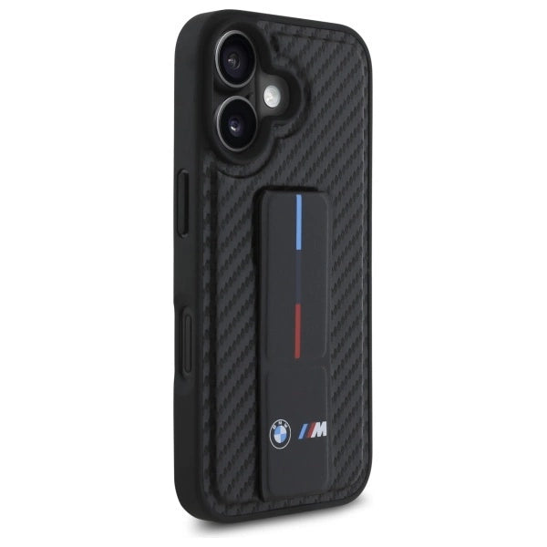 BMW M Grip Stand Smooth og Carbon Case til iPhone 16 - sort