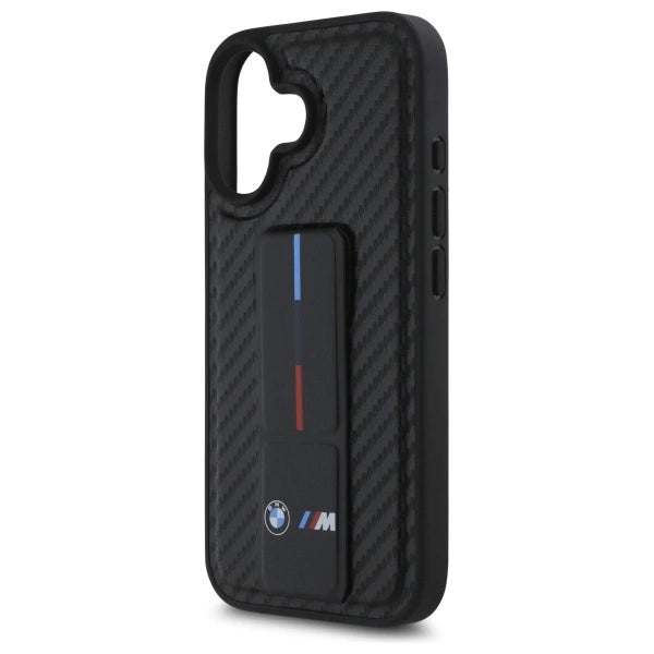 BMW M Grip Stand Smooth og Carbon Case til iPhone 16 - sort
