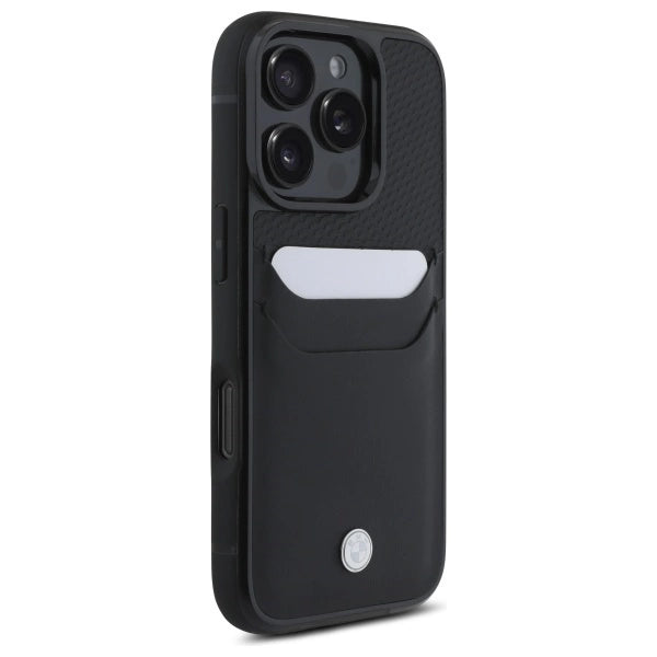 BMW Sign Læder Cardslot Case til iPhone 16 Pro Max - sort