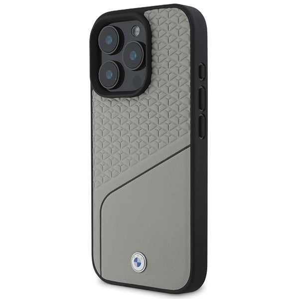 BMW Sign Leather Textured og Line MagSafe iPhone 16 Pro Case - Grå