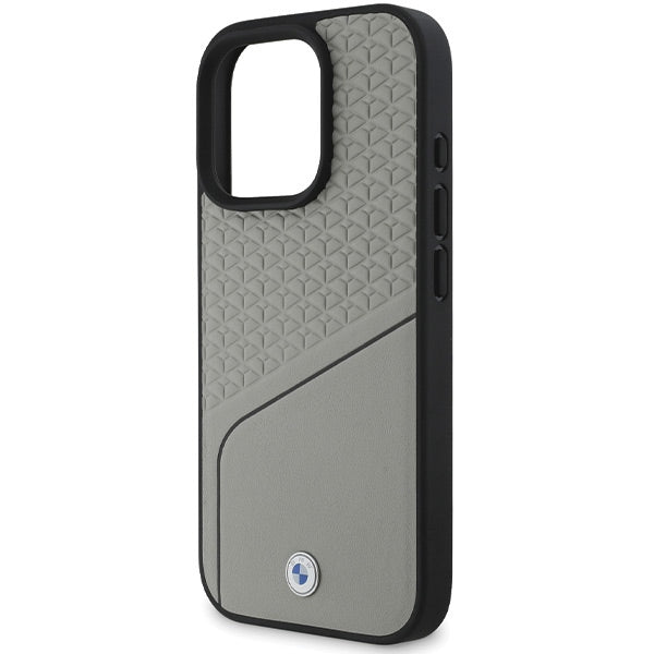 BMW Sign Leather Textured og Line MagSafe iPhone 16 Pro Case - Grå