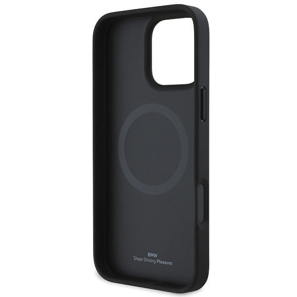 BMW Sign Leather Textured og Line MagSafe iPhone 16 Pro Case - Grå