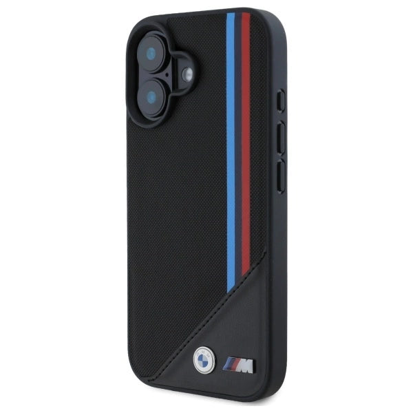 BMW M Meshed Tricolor Stripes MagSafe case til iPhone 16 - sort