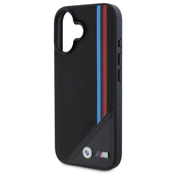 BMW M Meshed Tricolor Stripes MagSafe case til iPhone 16 - sort