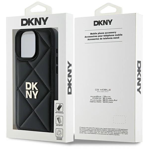 DKNY Quilted Stack Logo iPhone 16 Pro Case - sort