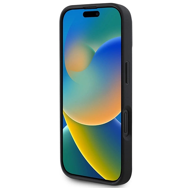 DKNY-kasse med rækkermønster og trykte striber til iPhone 16 - sort