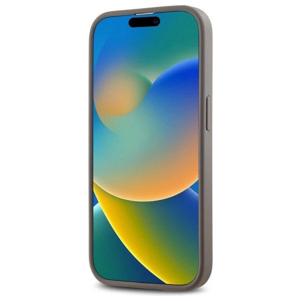 MagSafe iPhone 14 Pro-kasse af DKNY læder med krydsede mono mønstre - beige