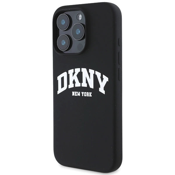 DKNY Silicone White Printed Logo MagSafe Case til iPhone 16 Pro Max - sort