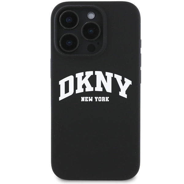 DKNY Silicone White Printed Logo MagSafe Case til iPhone 16 Pro Max - sort