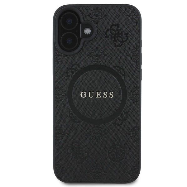 Guess Saffiano Peony Classic Logo MagSafe-hylster til iPhone 16 - sort