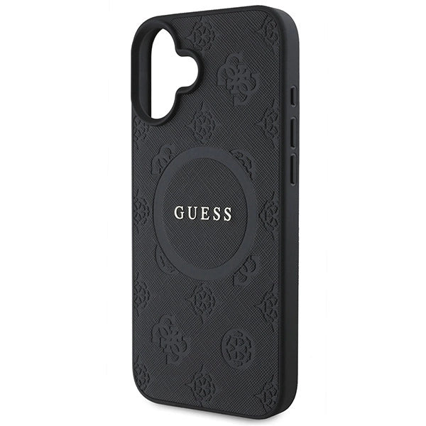 Guess Saffiano Peony Classic Logo MagSafe-hylster til iPhone 16 - sort