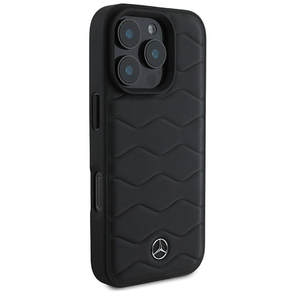 Mercedes MB Waves læder iPhone 16 Pro Case - sort