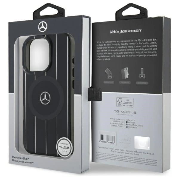 Mercedes MB Double Layer Crossed Lines MagSafe iPhone 16 Pro Case - sort