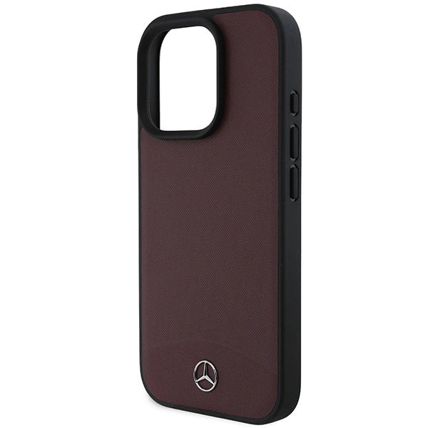 Mercedes Textured And Plain Leather MagSafe case til iPhone 16 Pro - rød