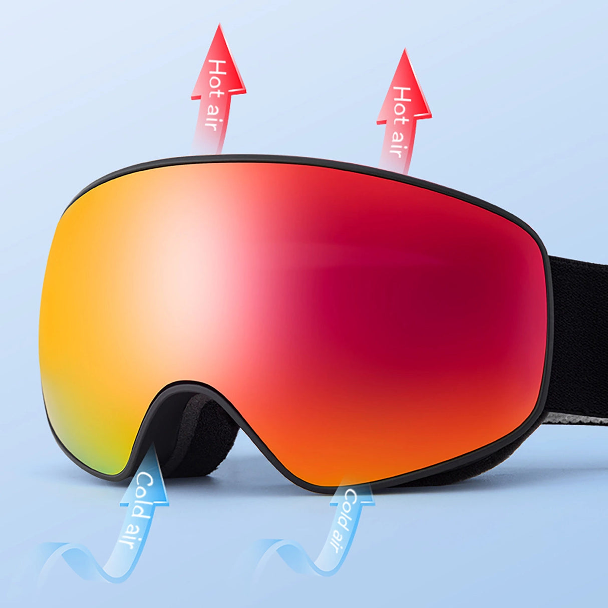 Qunature Black Ski Goggles Kids (størrelse M/L) - sort