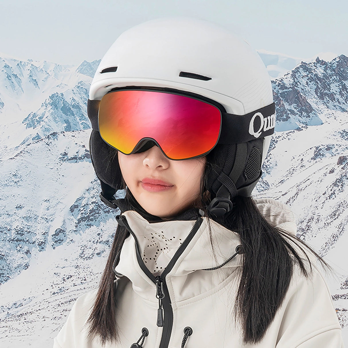 Qunature Black Ski Goggles Kids (størrelse M/L) - sort